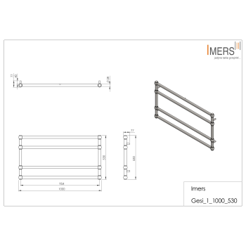 Kúpeľňový radiátor GESI 1 biely 1000x530mm 263W Imers 2912