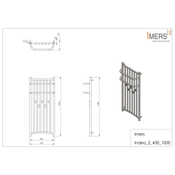 INDEO 2 kúpeľňový radiátor mosadzný 430x1000mm 344W Imers 0321M