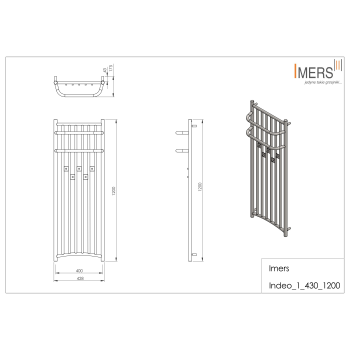 Kúpeľňový radiátor INDEO 3 čierny 430x1200mm 382W Imers 0332CZ