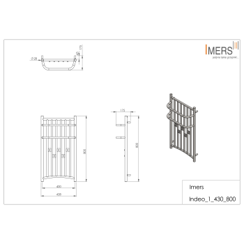 Kúpeľňový radiátor INDEO 1 mosadzný 430x800mm 294W Imers 0311M