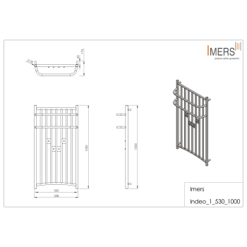 Kúpeľňový radiátor INDEO 5 čierny 530x1000mm 405W Imers 0352CZ