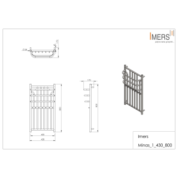 Kúpeľňový radiátor MINAS 1 chróm 430x800mm 306W Imers 0410