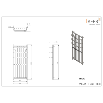 Kúpeľňový radiátor MINAS 2 čierny 430x1000mm 368W Imers 0422CZ