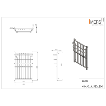 Kúpeľňový radiátor MINAS 4 čierny 530x800mm 355W Imers 0442CZ