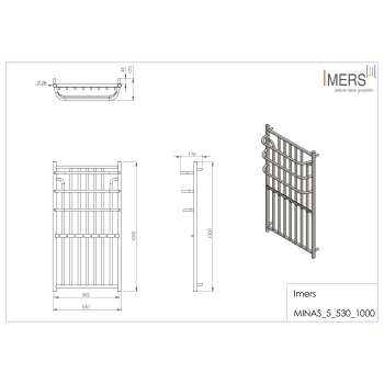 Kúpeľňový radiátor MINAS 5 mosadzný 530x1000mm 418W Imers 0451M