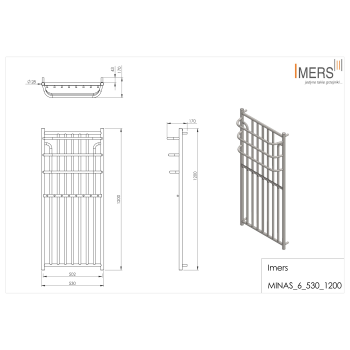 Kúpeľňový radiátor MINAS 6 čierny 530x1200mm 482W Imers 0462CZ