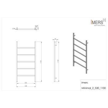 Kúpeľňový radiátor MINIMAL 2 čierny 530x1100mm 228W Imers 2722CZ