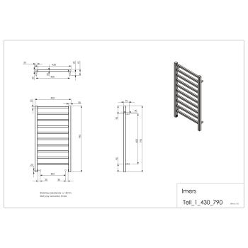 Kúpeľňový radiátor TELL 1 čierny 430x790mm 281W Imers 1112CZ