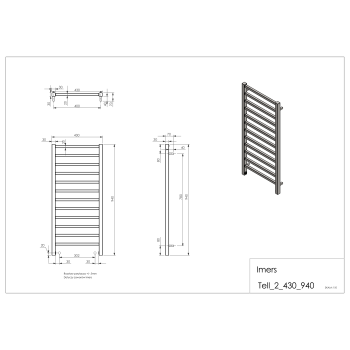 Kúpeľňový radiátor TELL 2 biely 430x940mm 342W Imers 1122