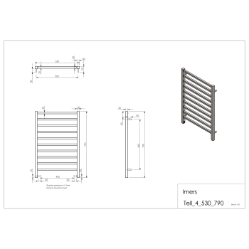 Kúpeľňový radiátor TELL 4 čierny 530x790mm 379W Imers 1142CZ