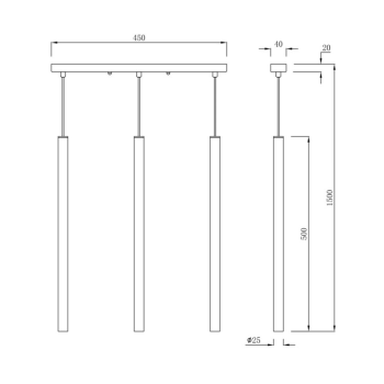 Zlatá závesná lampa LUNGO 3x5W G9 od Light Prestige