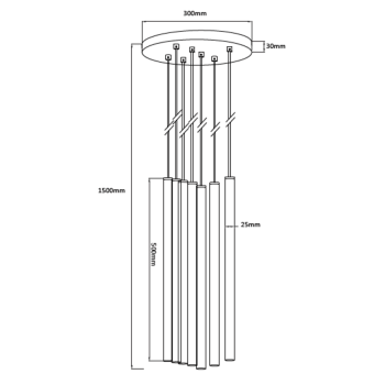 Zlatá závesná lampa LUNGO 7x5W G9 od Light Prestige