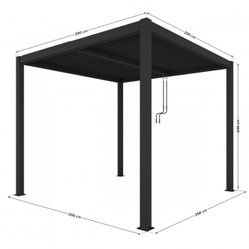 Pergola ogrodowa 3 x 3 z rozkładanym dachem - 100% z aluminium